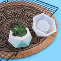 Moule en silicone hexagonal pour pots de succulentes avec pot en ciment fini - Hexagone large plat blanc (60-1127-D)