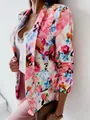 Giacca blazer da donna con vivace stampa floreale, perfetta per la moda primaverile - Taglia S / Top / Rosa