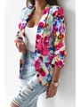 Blazer da donna con stampa floreale colorata per un look primaverile elegante e alla moda - Taglia S / Top / Rosso