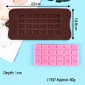 Brown silicone chocolate mold with block pattern including a pink finished chocolate bar - Rectangular Block Style (J1557)
