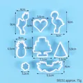 Set van 8 witte plastic koekjesvormpjes met afmetingsmarkeringen voor bakken en fondant - Tropische Elementen Eenvoudig Pakket (59151)