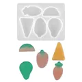 Moule en silicone DIY pour résine avec diverses formes de fruits et pièces colorées - Moule à Barrette Fruit et Géométrique à Cinq Grilles (60-389)