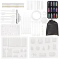 Kit completo da 83 pezzi di stampi per gioielli in resina fai-da-te con 12 colori glitter - Confezione di strumenti in resina da 83 pezzi (PA002#K)