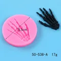 Halloween skeleton hand silicone mold for DIY baking and crafts, pink round design, 5.5cm - Skull Hand (50-538-A) / 5.50cm / Pink