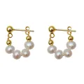 Detalle de elegantes pendientes de oro y perlas con agujas de plata s925. - Pendientes de Gota de Perlas en U / Oro Blanco