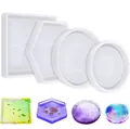 Selección de moldes de silicona geométricos para resina epoxi con posavasos terminados - Juego de moldes geométricos (PA017) / Paquetes múltiples