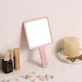 Elegant minimalist pink square handheld makeup mirror for portable daily beauty use - Square Mirror / Pink