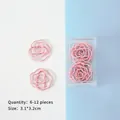 Set di graffette metalliche a forma di rosa rosa con scatola trasparente portaoggetti - Rosa (10 Pezzi/Confezione)
