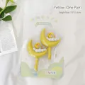 Pair of cute yellow moon-shaped adhesive wall hooks with cartoon duck detail - 2 Pcs/Set / Yellow