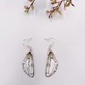 Elegant cicada wing earrings with colorful rhinestones in a gradient resin finish - Rose Gold / Gray