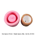 Moule en silicone rose pour pots de succulentes DIY avec échantillon de pot en ciment - Rond à trou profond rose (50-1016-A)