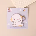 Cute cartoon dog shaped sticky notes with lavender grid backing card for journaling - Dog / 30 Sheets