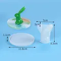 Stampi in silicone a coniglio e vassoio tondo per conservazione gioielli in resina e decor - Set Stampo Vassoio Rotondo e Coniglio (J2735-A)