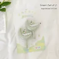 Cute green cartoon moon-shaped punch-free adhesive wall hooks pair set in packaging - 2 Pcs/Set / Green