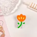 Süße orangefarbene tulpenförmige Acryl-Büroklammer für Bürobedarf und Fotoorganisation - Orange Blumenmuster