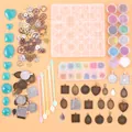 Kit per gioielli in resina fai-da-te da 83 pezzi con stampi, basi e glitter 12 colori - Pacchetto di accessori di base da 45 pezzi (78057)