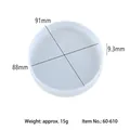 Detailed dimensions of round translucent silicone mold for DIY epoxy resin coasters - Round Coaster Mold (60-610)