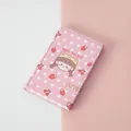 Portable folding makeup mirror in pink with cute cartoon girl and strawberry design - Strawberry Girl