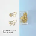Creative gold unicorn shaped metal paper clips for office use in clear storage box - Unicorn (12 Pieces/Pack)