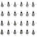 Professional stainless steel piping tips with detailed measurements for cake decoration - Diversified Flower Style (52125) / 24-Piece Set