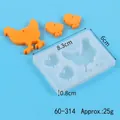 Handmade chicken and chick shaped DIY silicone resin mold for animal keychain crafts - 3 Chickens Design (60-314)