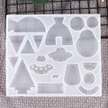 Translucent silicone mold for DIY resin earrings and pendants with various geometric shapes - Hat Style (60-421)