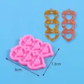 Silicone heart-shaped mold for DIY epoxy resin earrings and pendants, pink color 8x7.3cm - Chained Heart Style (50-3034-A)