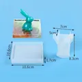 Set stampi in silicone per vassoio quadrato e statuina di coniglio con dimensioni - Set Stampo Vassoio Quadrato e Coniglio (J2735-B)
