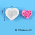Heart-shaped rose flower silicone mold for handmade soap and candles - 50-2996 (White) / White