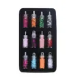 Assorted colorful glitter and sequins in 12 small glass jars for resin DIY jewelry - 12-Color Glitter Set (P59-12) / 12 Pieces/Pack / Multicolor
