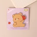 Cute cartoon bear shaped sticky note with tomato design on purple grid card - Teddy Bear / 30 Sheets