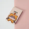 Portable folding makeup mirror with cute tiger girl illustration and persimmon design. - Tiger Girl