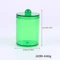 Pot de rangement rond vert transparent en plastique pour cotons-tiges et disques démaquillants - Vert