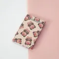 Portable folding travel makeup mirror with cute cartoon bear pattern and pink PU cover - Brown Bear