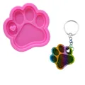 Paw print silicone mold with heart detail and rainbow glitter resin keychain - Bear Paw Style (50-3012-A)