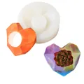 Moule en silicone durable en forme de cœur pour pots de succulentes avec échantillons - Coeur géométrique blanc (50-846-D)