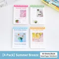 Set of 4 mini A7 spiral notebooks with floral patterns and ruled pages - Summer Breeze Series / A7 (60 Sheets)