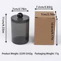 Boîte de rangement ronde transparente grise pour cotons-tiges avec dimensions - Noir