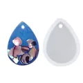 Detail der Silikonform für Wassertropfen-Anhänger und fertiges Harz-Beispiel - Wassertropfen (50-295) / Weiß