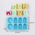 Stampo in silicone a 8 cavità per saponi Eid con disegni di moschee e figure hijab - 8 Cavità Tema Musulmano (J2401113-A) / 8 Cavità (J2401113-A) / Blu