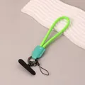 Vibrant green nylon phone wrist strap with turquoise leather connector and gasket - Green