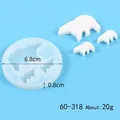 Polar bear family animal silicone resin mold for DIY keychain and jewelry making - 3 Polar Bears Design (60-318)