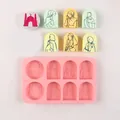 Stampo in silicone rosa a 8 cavità con motivi di moschea e hijab per sapone e dolci - 8 Cavità Tema Musulmano (J2401113-B) / 8 Cavità (J2401113-B) / Rosa