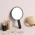 Elegant black round handheld makeup mirror for portable vanity use - Round Mirror / Black