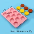 Stampo tondo in silicone rosa a 12 cavità per sapone e dolci con misure dettagliate - 12 Cavità Rotonde (J2401169-A) / 12 Cavità (J2401169-A) / Rosa