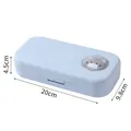 Cute 3D cartoon cat pencil case in light blue, double-layer large capacity stationery box - Blue