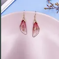 Elegant handmade cicada wing gradient red resin earrings with gold leaf foil accents - Gold Foil Style / Red Gradient