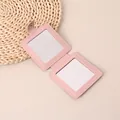 Portable pink PU leather foldable mini makeup mirror with double-sided glass - Square / Square Pink
