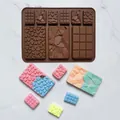 Stampo in silicone con motivi geometrici e cuori per decorazioni per dolci fai-da-te - Stile Misto Geometrico (SK-J1869) / Caffè