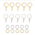 Professional set of gold and silver keychain rings with chains and jump rings for DIY craft - Keychain Ring Set (Y023) / 20-Piece Set / Gold and Silver Two-tone